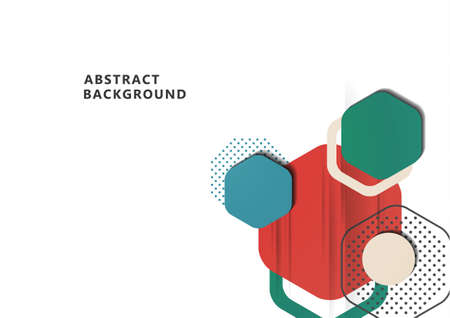 Bright abstract background of rounded multi-colored hexagons, dots, circles. business presentation template. Modern geometric design. vector illustrationのイラスト素材