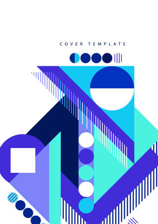 Modern abstract brochure with geometric shapes, circles and squares, lines. Minimal bold architectural style vector set with figure templates. Art album coversのイラスト素材