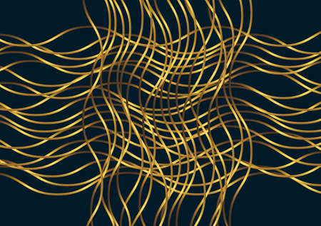 Dark blue abstract wave background with glitter golden lines. Luxury and elegant style template design. Modern simple overlap wave layers elements. vector illustrationのイラスト素材