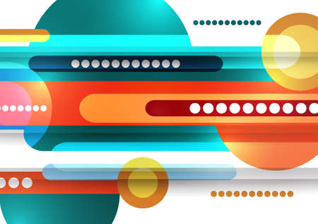 Overlapping lines, circle rectangles primitive composition. Vector geometric minimal abstract...