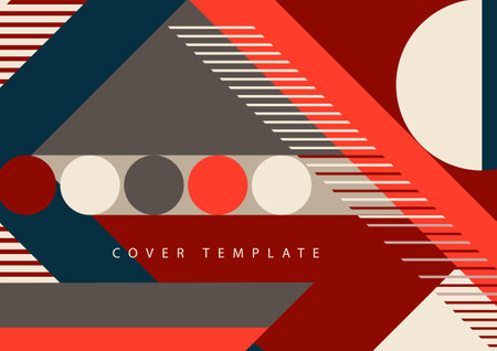Modern abstract brochure with geometric shapes, circles and squares, lines. Minimal bold architectural style vector set with figure templates. Art album coversのイラスト素材