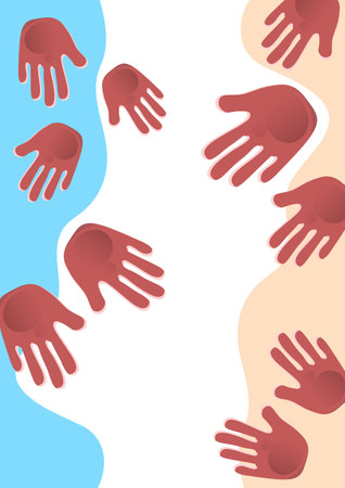 Abstract background, prints of children's palms. vector illustrationのイラスト素材