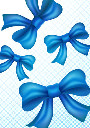 Festive background from realistic bows. vector illustrationのイラスト素材