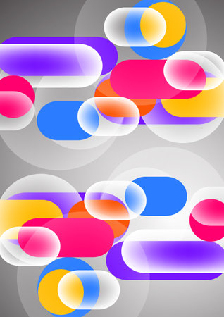 Overlapping geometric shapes and circles. Stylish trendy techno design background for business or technology presentations, internet posters or web brochure covers. vector illustrationのイラスト素材