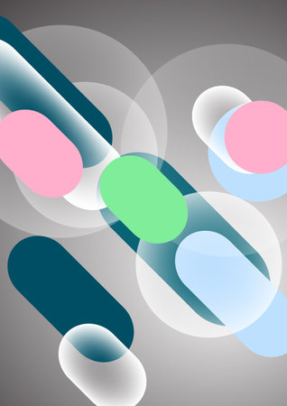 Overlapping geometric shapes and circles. Stylish trendy techno design background for business or technology presentations, internet posters or web brochure covers. vector illustrationのイラスト素材