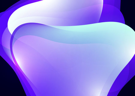 Smooth overlapping transparent shapes. Bright gradient flow, dynamic liquid texture. Fashion art for cover, poster, web, page, social media, announcement, postcard. vector illustrationのイラスト素材