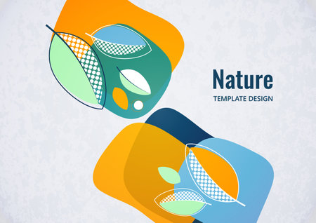 Abstract background with leaves and geometric shapes. Eco banner in flat style. Modern design for paper, cover, fabric, interior decor and other users. vector illustrationのイラスト素材