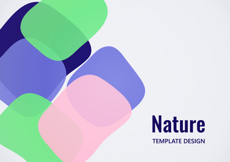 Geometric composition with a transparent overlay of colored rounded, square shapes. vector illustration.のイラスト素材