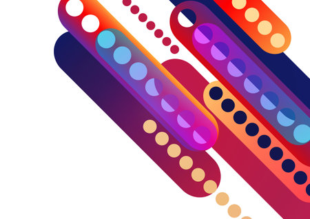 Abstract geometric colorful background with circles, rounded rectangles. Graphic pattern of simple shapes. vector illustrationのイラスト素材