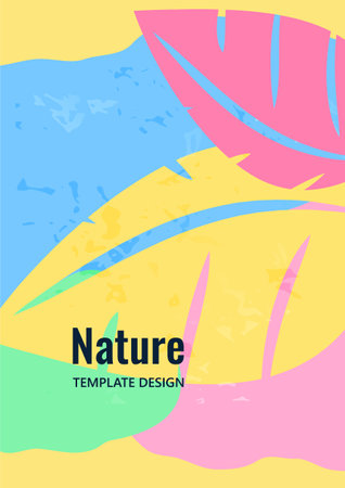 Bright colored wavy background with carved leaves. Template for your design. vector illustrationのイラスト素材