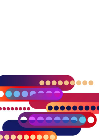 Abstract geometric colorful background with circles, rounded rectangles. Graphic pattern of simple shapes. Vector illustrationのイラスト素材