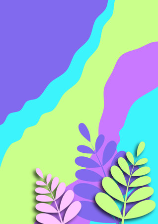 Branch with plant leaves. Bright wave design ecology image Vector illustrationのイラスト素材