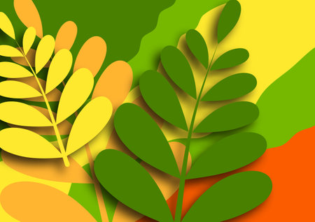 Branch with plant leaves. Bright wave design ecology image Vector illustrationのイラスト素材