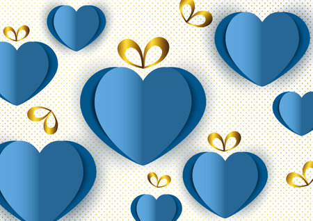 Card with hearts. Paper flying elements on a white background. Heart shaped love symbols for happy women, mother, Valentine's Day, birthday greeting card design. Vector illustrationのイラスト素材