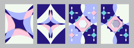 Set of geometric abstract background covers. Cool composition of forms, cover design. Vector...