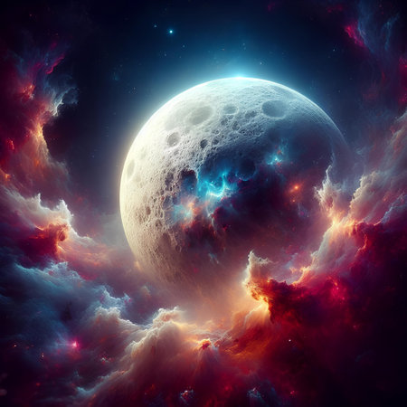 Universe with planets, stars and galaxies in outer space, showing the beauty of space exploration. Generative AI.の写真素材