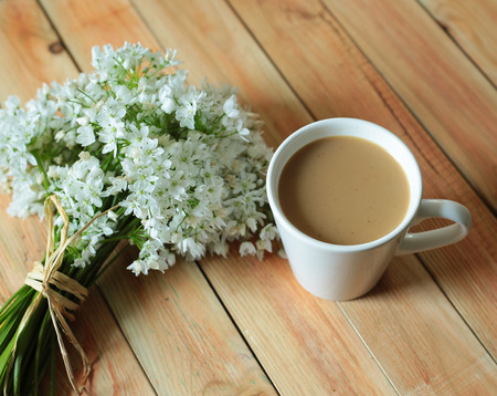 coffee and flowersの写真素材