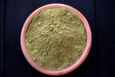 Henna powder in a bowlの写真素材