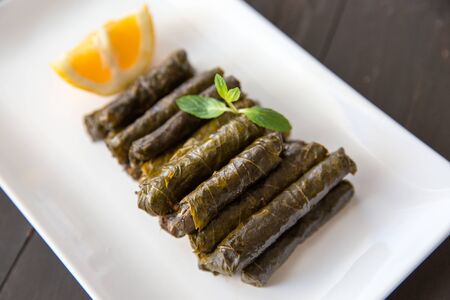 Yaprak sarma, Turkish traditional food, stuffed vine leaves with riceの写真素材