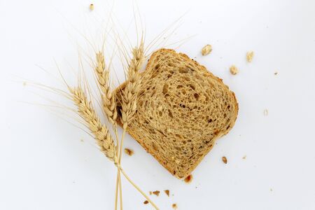 bread and wheat. top view