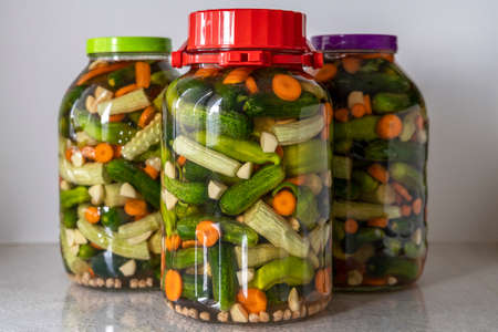 glass jar with marinated vegetables