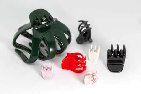 plastic hair clip isolated on whiteの写真素材