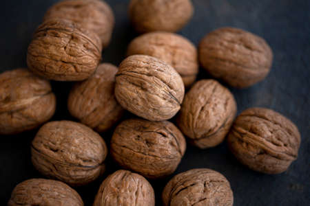 walnuts on dark background