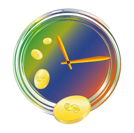 business, clock on a white background, text, Time, money,の写真素材