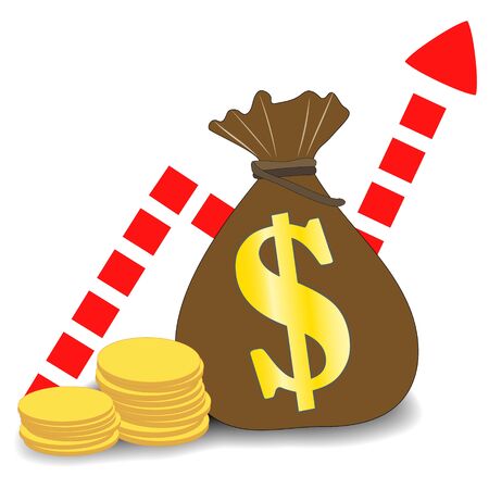 Income growth chart, banking services, financial report graph, return on investment flat icon, budget planning, mutual fund, pension savings account, interest rate,  illustration.の写真素材