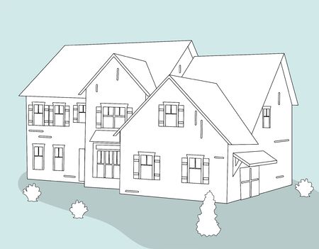 pencil sketch of the house drawn .illustrationの写真素材