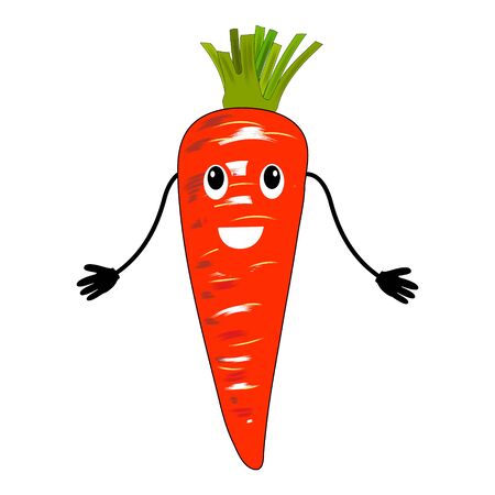 Carrot with face in flat design on white background. Vector illustrationの写真素材