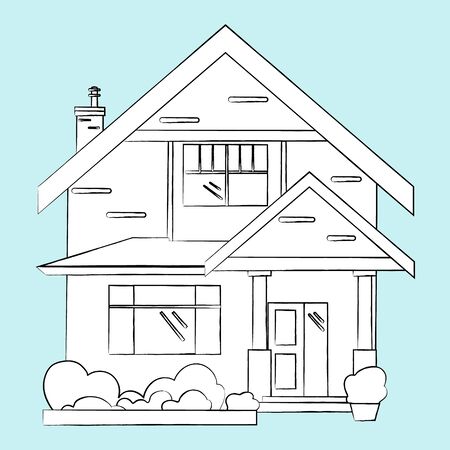 pencil sketch of the house drawn .vector.の写真素材