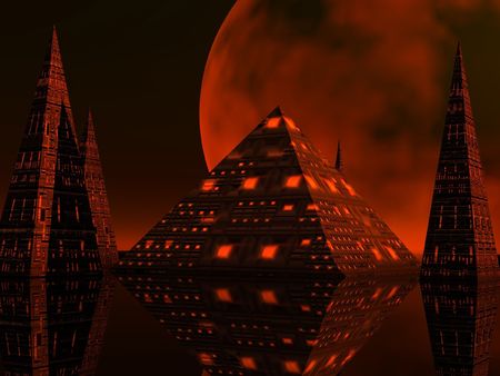 red pyramid advertisement advertising anticipationの写真素材