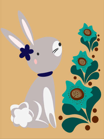 Rabbit with florists.のイラスト素材