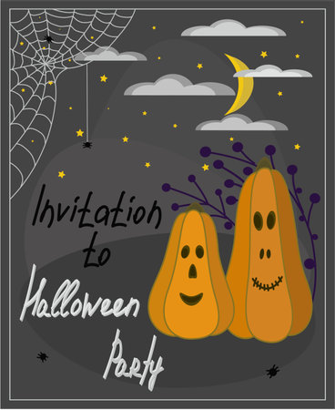 Halloween party greeting card happy Halloween and invite to the partyのイラスト素材