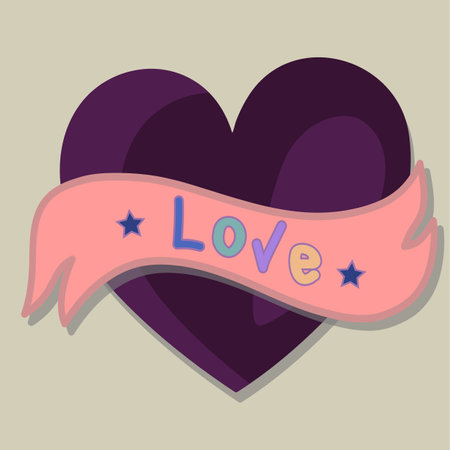 heart with the inscription love on a beige backgroundのイラスト素材