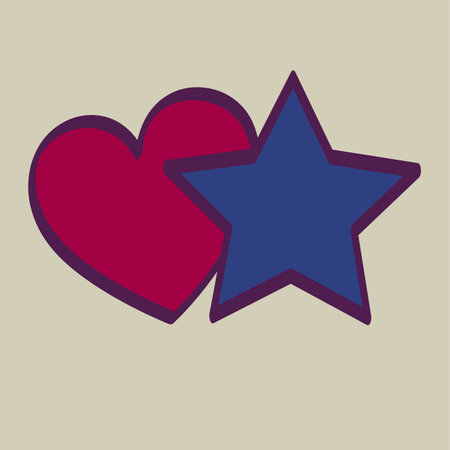 red heart and blue star on beige backgroundのイラスト素材