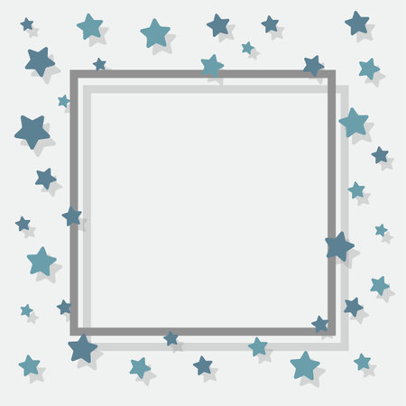 frame with blue stars and confetti on a blue background for congratulations and invitationsのイラスト素材