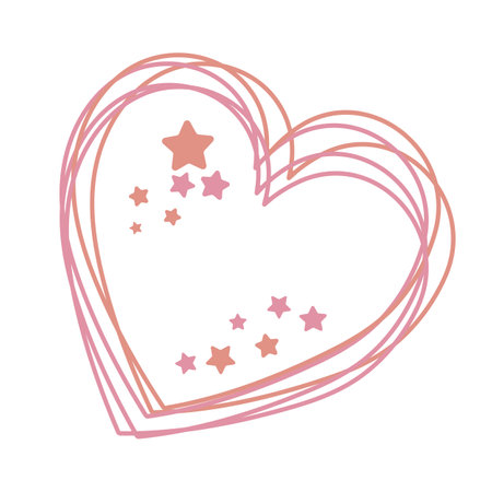 pink hearts and stars on white backgroundのイラスト素材