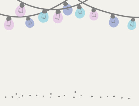 vector image of a frame with garlands of light bulbs on a white backgroundのイラスト素材