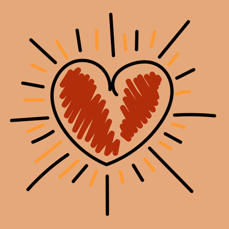 vector image of red heart ion a beige backgroundのイラスト素材