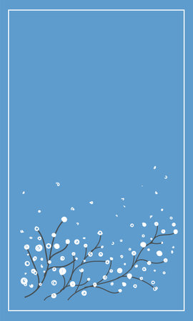 frame with white sakura on a blue backgroundのイラスト素材