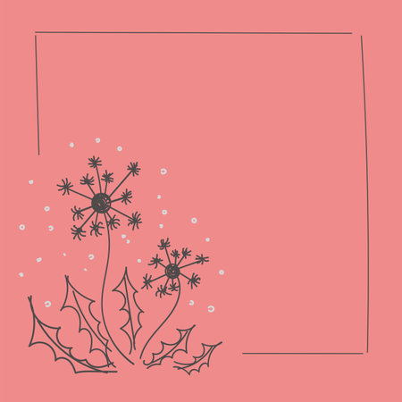 vector image of a frame with gray dandelions on a yellow backgroundのイラスト素材