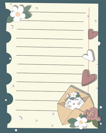 frame back to school with cats and pencils and paperのイラスト素材