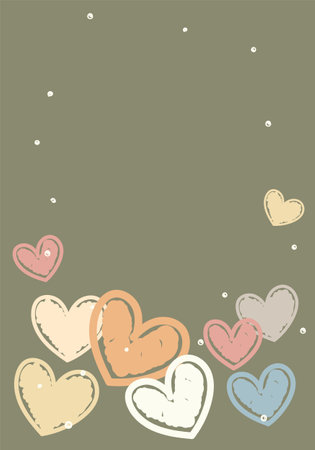 vector image of a frame with a hearts on a green backgroundのイラスト素材
