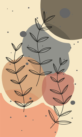 Abstraction painting with flowers. Set of colorful hand drawn floral posters. Modern wall art with plants and flowers. Contemporary artwork with creative botanical elements. Interior decorations set. Colorful flat vector illustrations.のイラスト素材