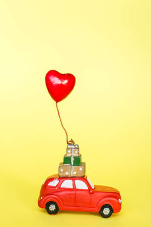 Car with heart ornamentsの写真素材