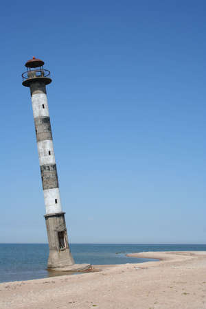 Old awry lighthouse in Estonia, Saaremaaの写真素材