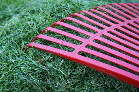 Rake and grassの写真素材