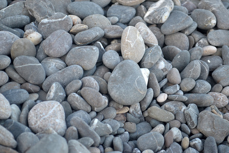 Grey pebbles on the beach at backgroundの写真素材